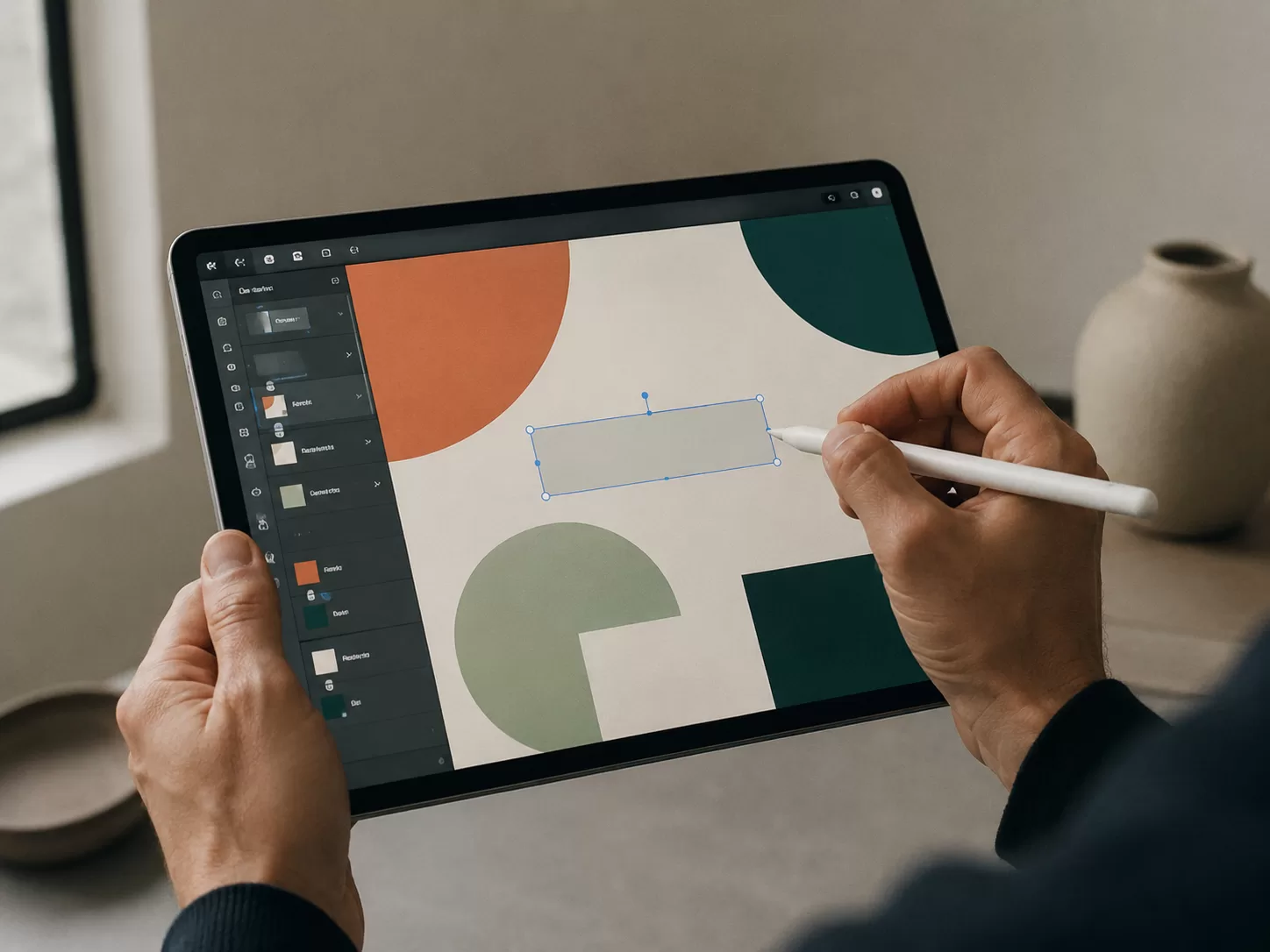 Trabajo creativo en tablet digital