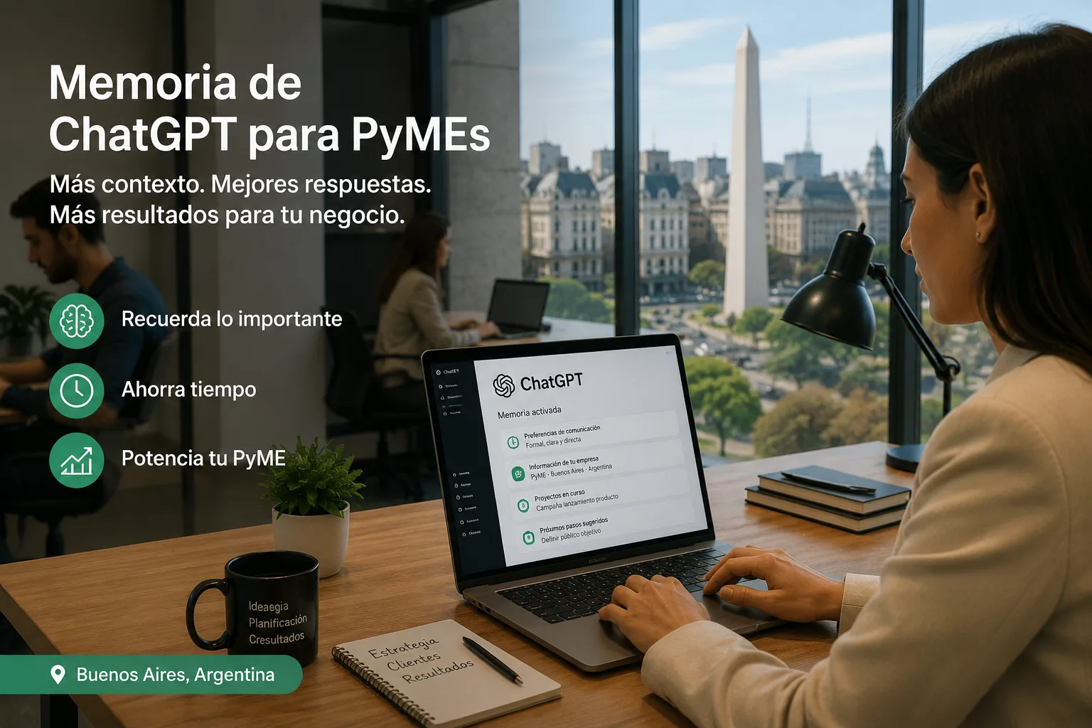 Memoria de ChatGPT para PyMEs en una oficina de Buenos Aires